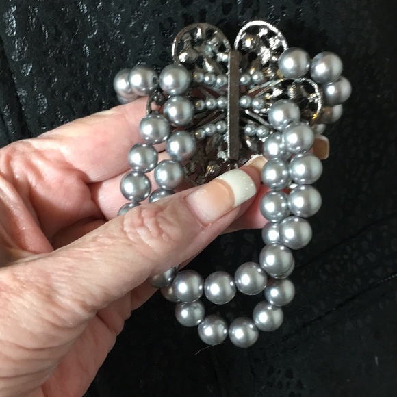 VINTAGE JEWELED METAL & STRETCHY BRACELET π - Picture 4 of 7